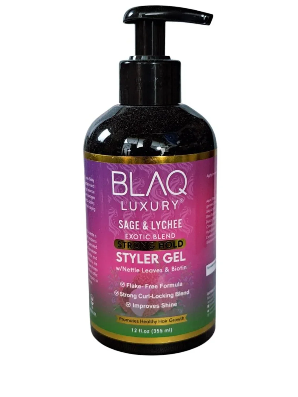 BLAQ LUXURY Sage & Lychee Strong Hold Styler Gel - 12 fl oz